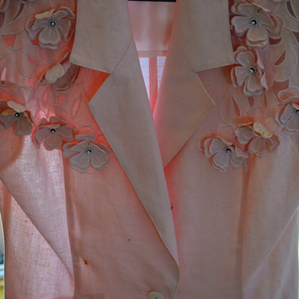 PRICE DROP $36 to $32....Vintage Pink Linen Jacket or Blouse by Joseph Ho